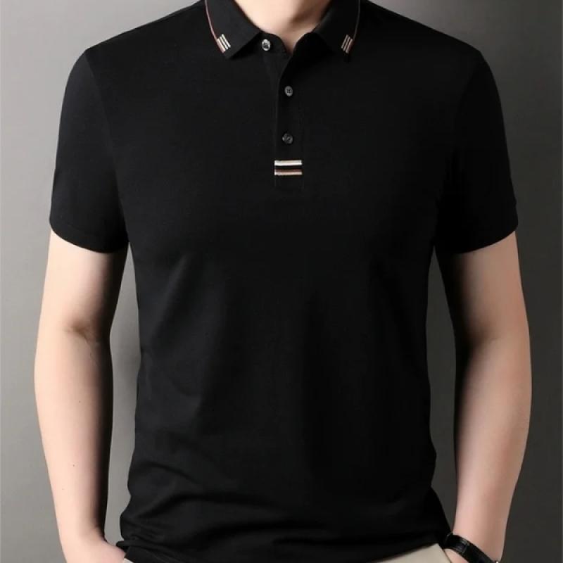 Summer Mercerized Cotton Short sleeved Polo Shirt High end Men's Fashion Business Casual T-shirt Comfortable Breathable Cool Top - image 6