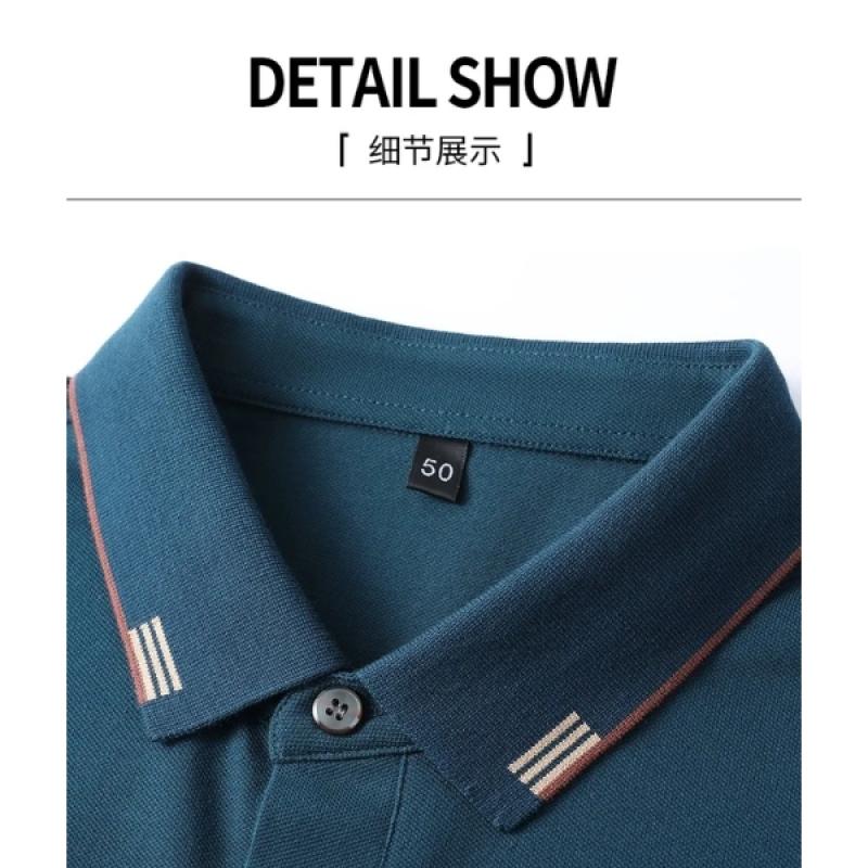 Summer Mercerized Cotton Short sleeved Polo Shirt High end Men's Fashion Business Casual T-shirt Comfortable Breathable Cool Top - image 7